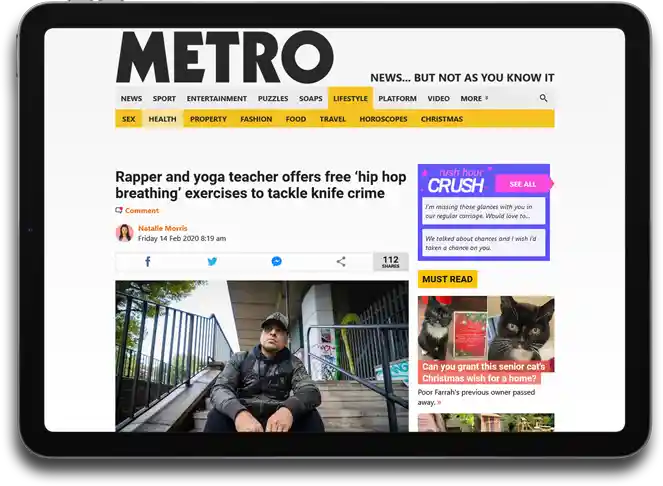 Metro Article About Neil Patel's Anti Knife Crime Project - Breathe Album