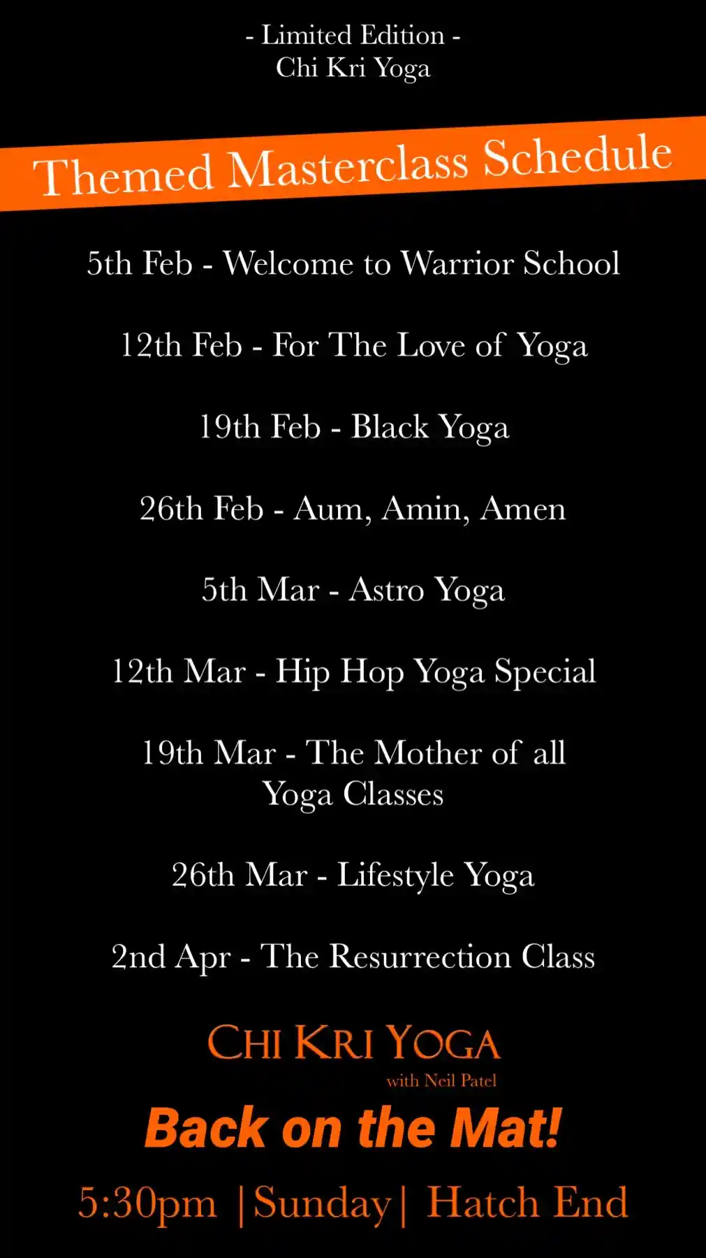 Chi Kri Yoga Masterclass Dates